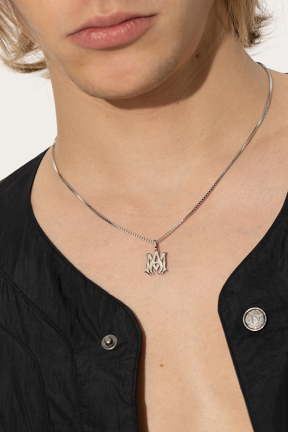 Silver Necklace with logo Amiri - GenesinlifeShops Italy